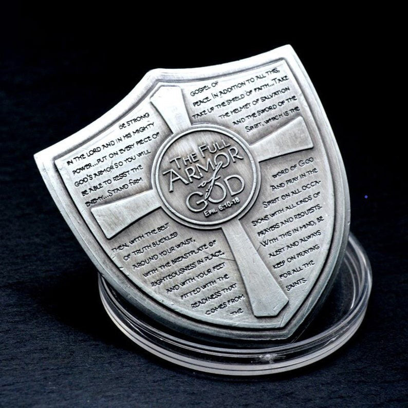 Armor of God Knights Templar US Flag Shield Challenge Coin-ATSKNSK mysite