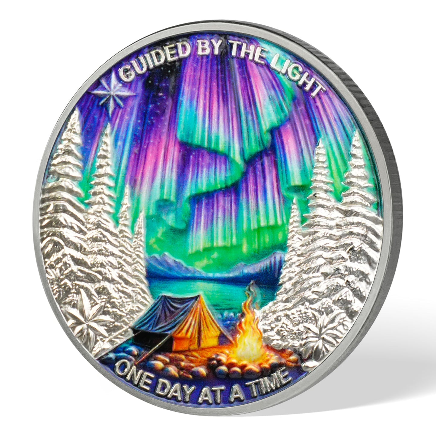 Personalized Aurora Bonfire One Day at a Time Sobriety Coin mysite