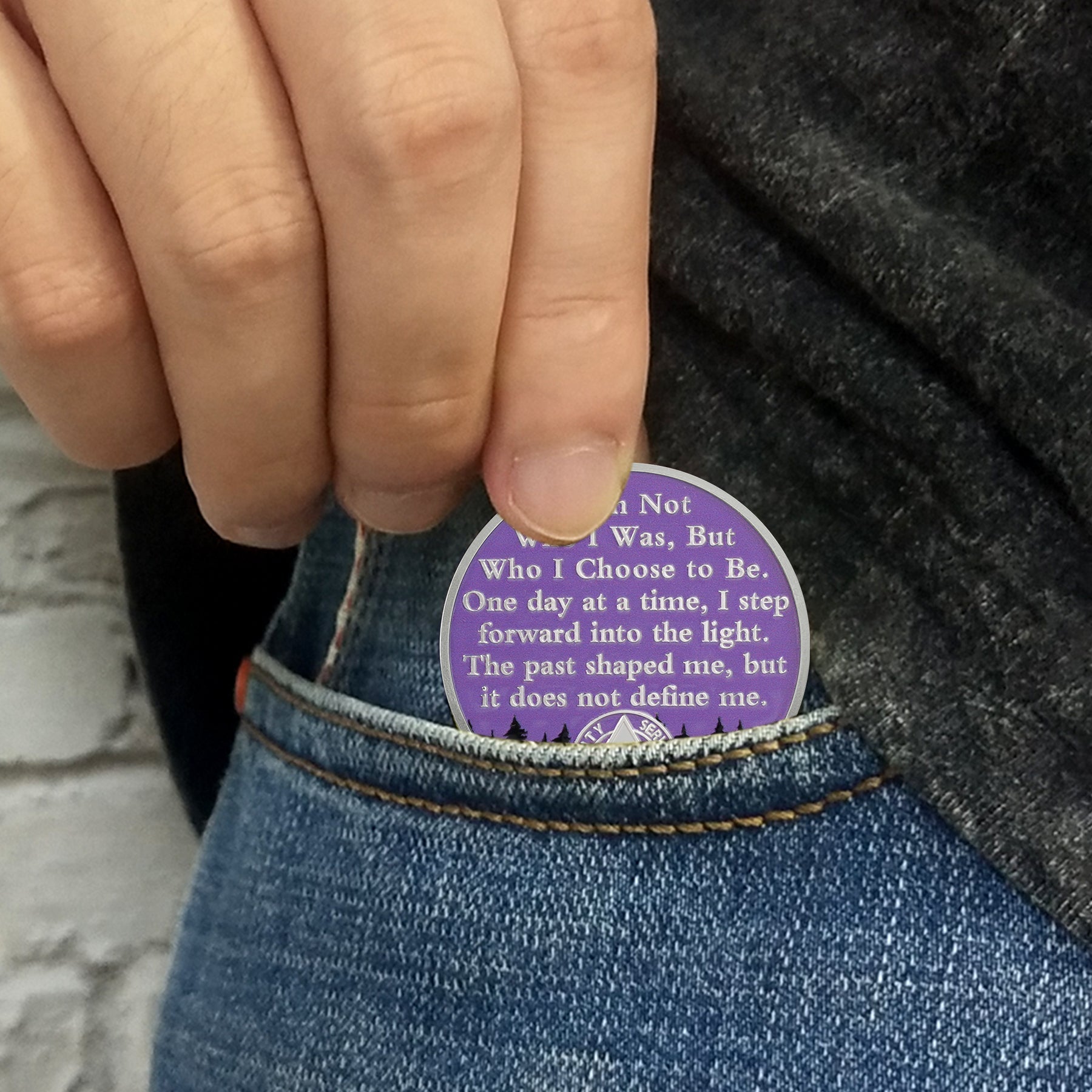 Personalized Aurora Bonfire One Day at a Time Sobriety Coin mysite