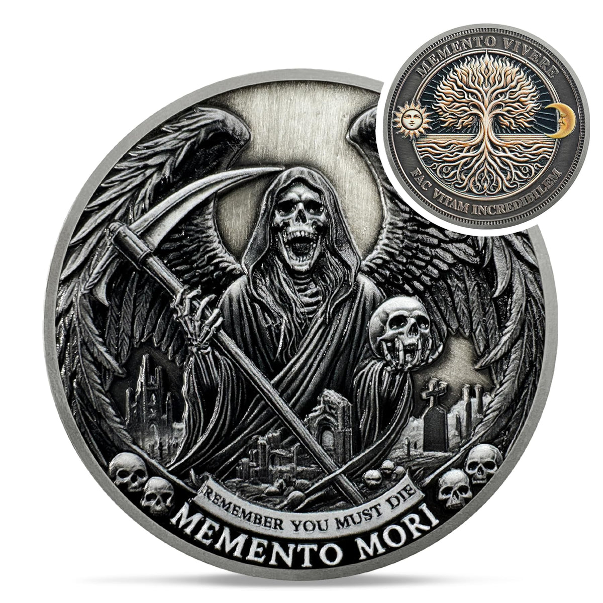 Grim Reaper Skull Challenge Coin Coin With Meaning