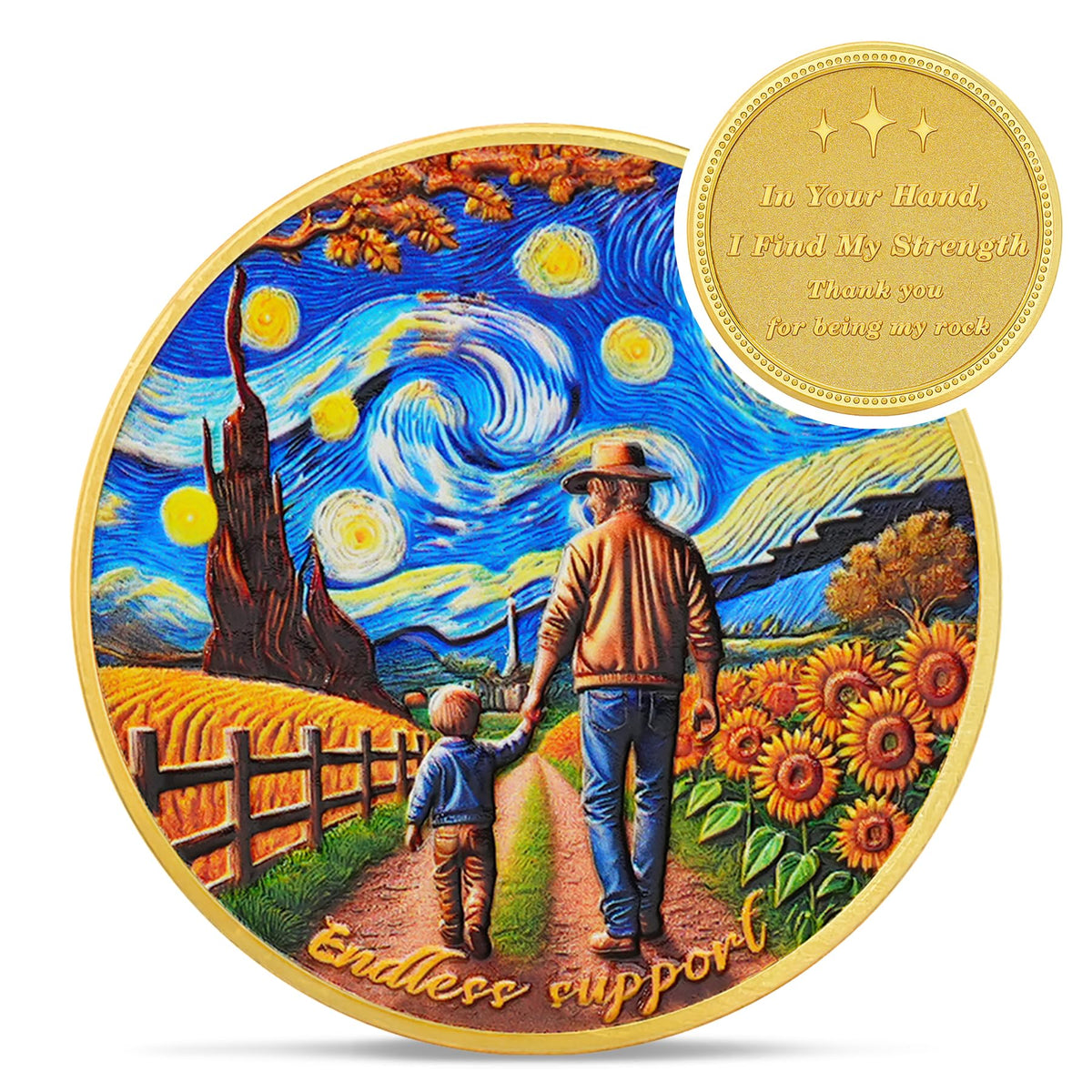 Starry Night Dad Challenge Coin Coin With Meaning