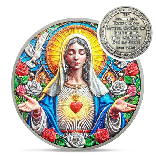 Immaculate Heart of Mary challenge coin Catholic religious gift