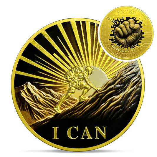 Never Give Up inspirational challenge coin encouragement gift