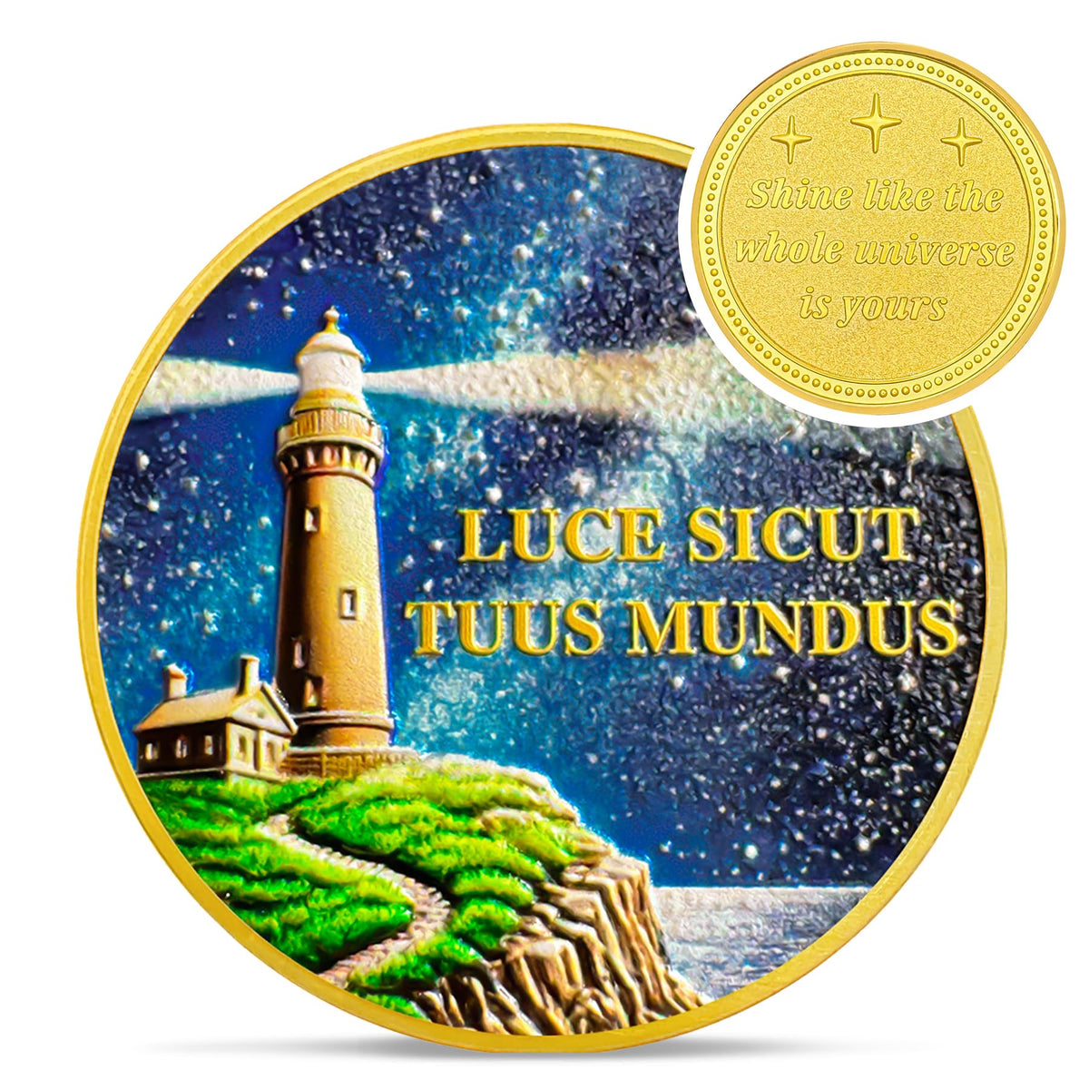 Guiding lighthouse strength challenge coin encouragement gift