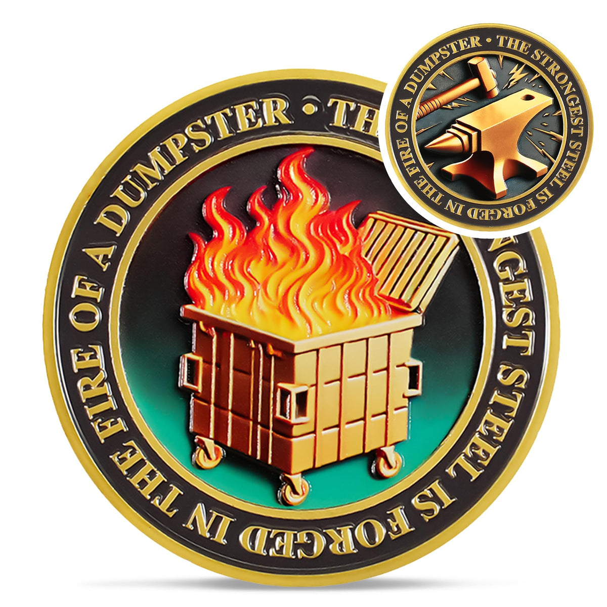Jian Bian Dumpster Fire Coin Coin With Meaning
