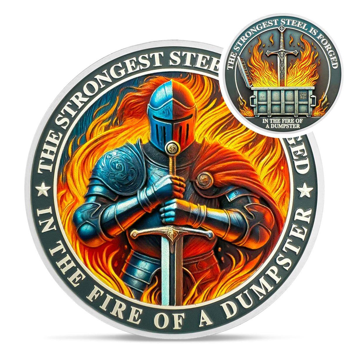 Knight Dumpster Fire Coin Coin With Meaning