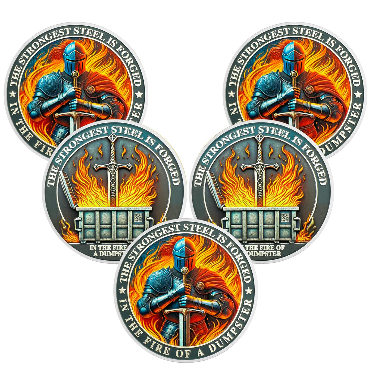 Knight Dumpster Fire Coin Coin With Meaning
