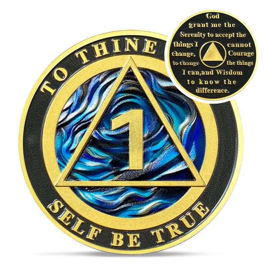 Water Blue Sobriety Coin Coin With Meaning