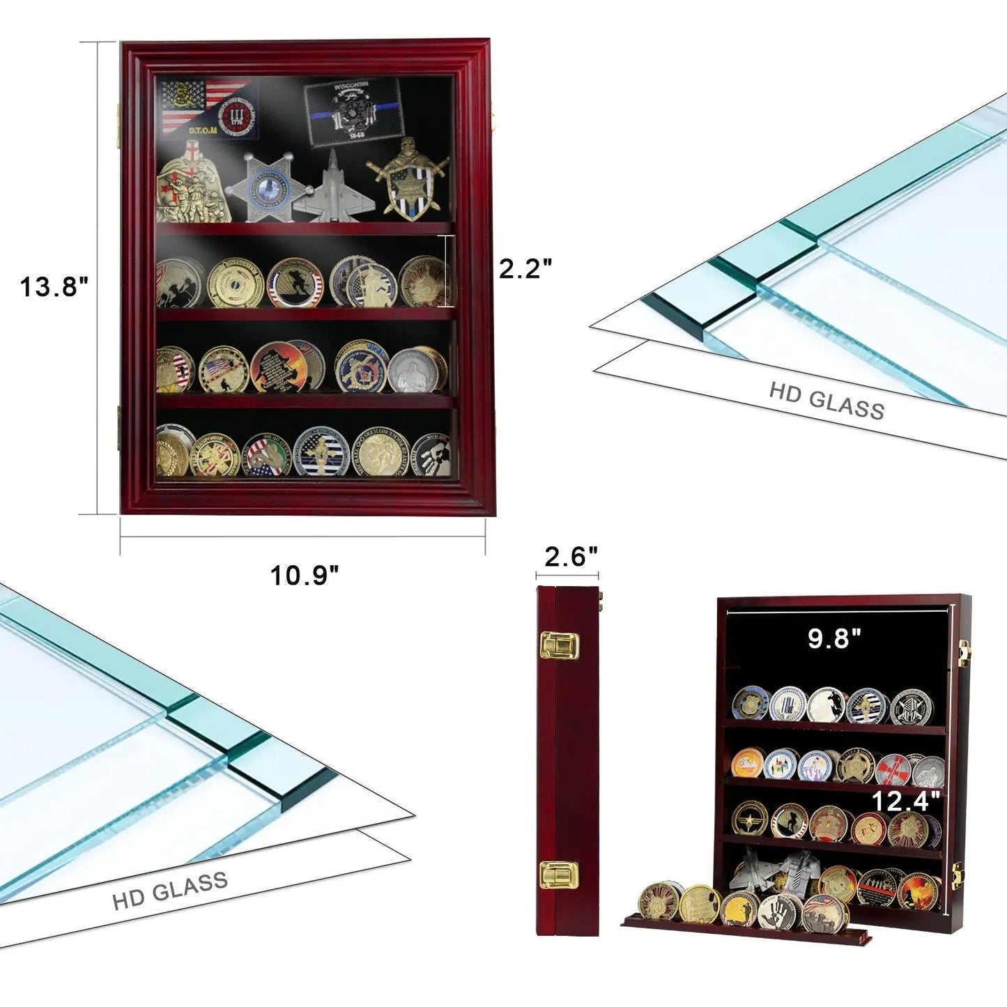 11" Cabinet Challenge Coin Display Case Chips Military Token Medallion Collectible Holder Ideal Gift for Him/gift for Him for father decowoodo