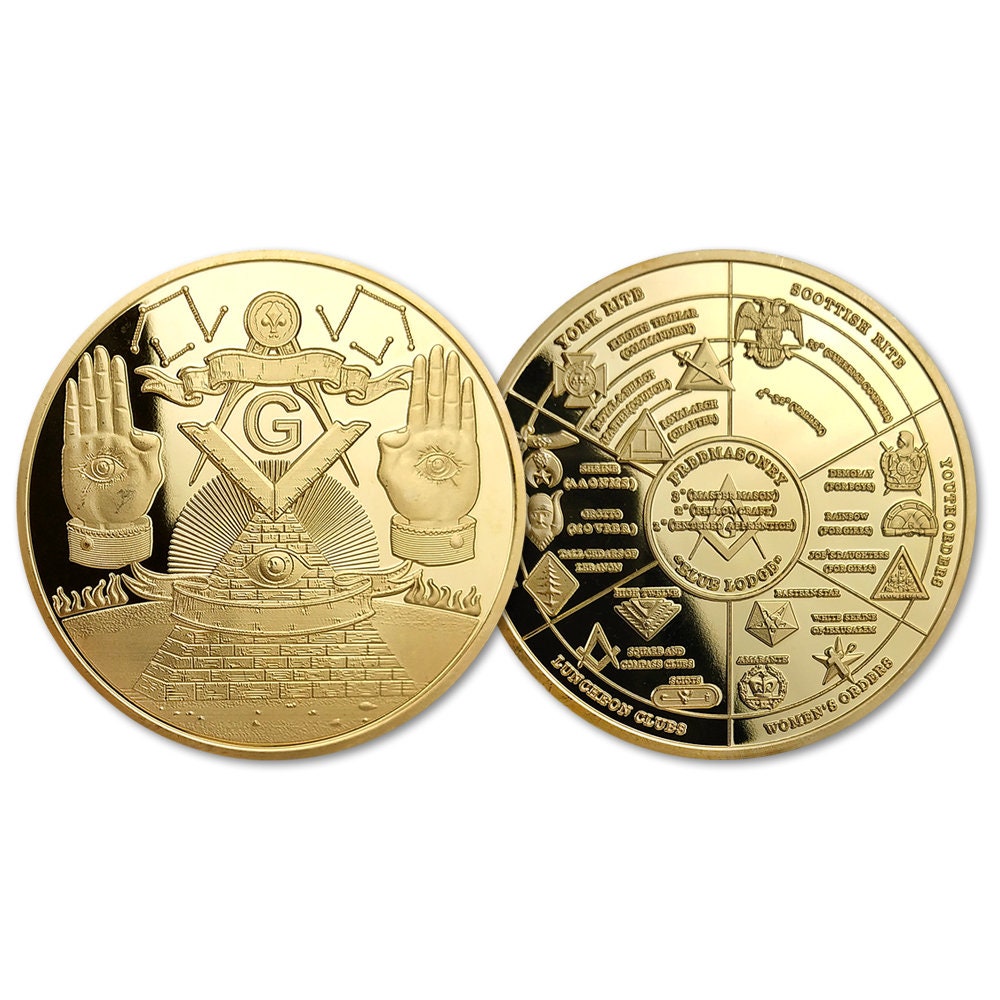 Masonic Challenge Coin Grand Lodges Freemasons Brotherhood Collectible Badge decowoodo