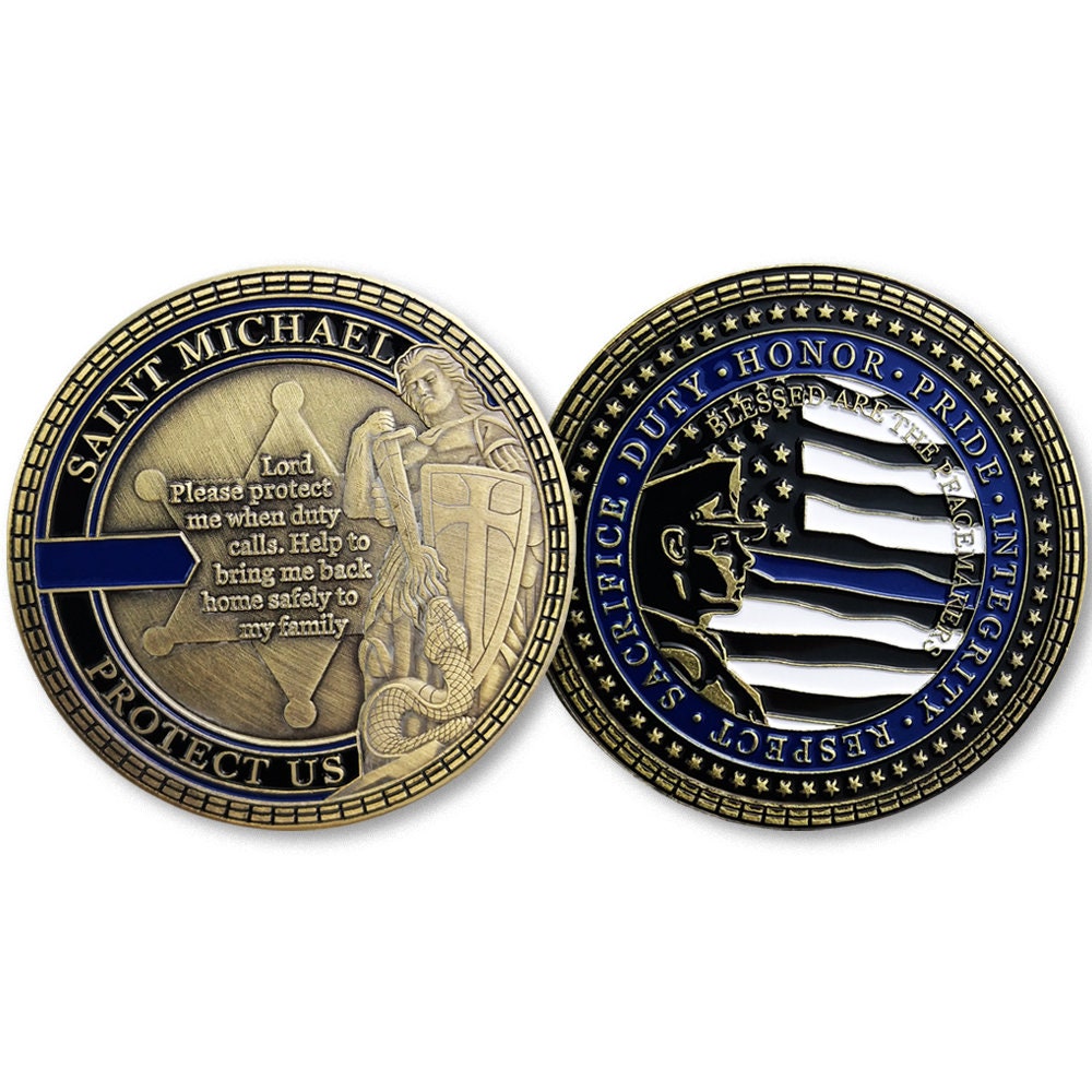 Law Enforcement Challenge Coin Sheriff Six Pointed Star St Michael Patron Saint Collectible/gift for Him for father decowoodo