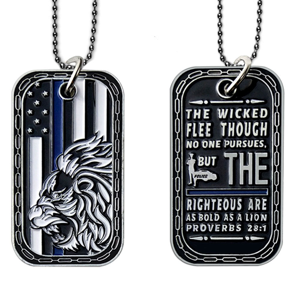 LEO Challenge Coin A Thin Blue Line Dog Tag Police Lion Featured Collectible decowoodo