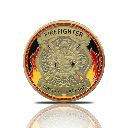 Firefighter Prayer Challenge Coin St Florian Cross Fireman First In Last Out/gift for Him for father decowoodo