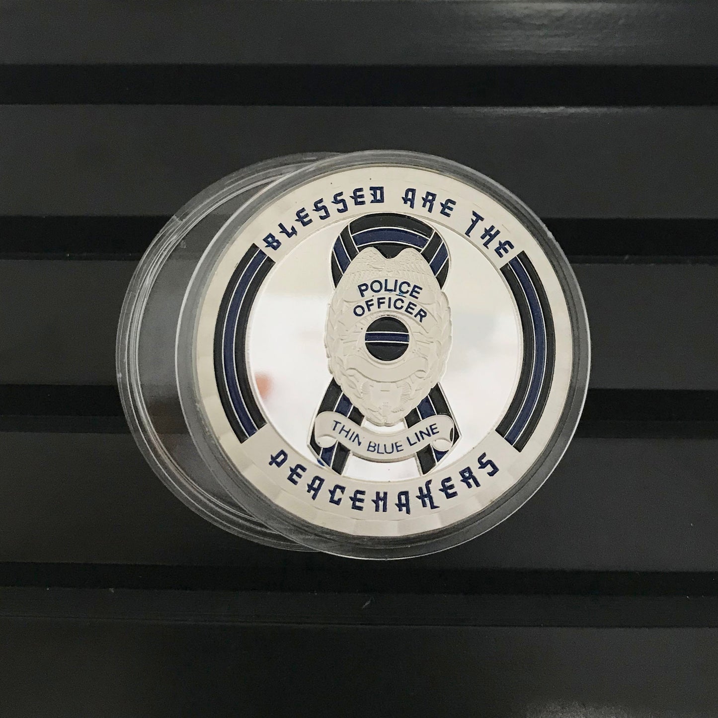 Police officer gift Challenge Coin A Thin Blue Line Crime punisher Reaper Featured Coin Gift for Him/ Her DecoWoodo