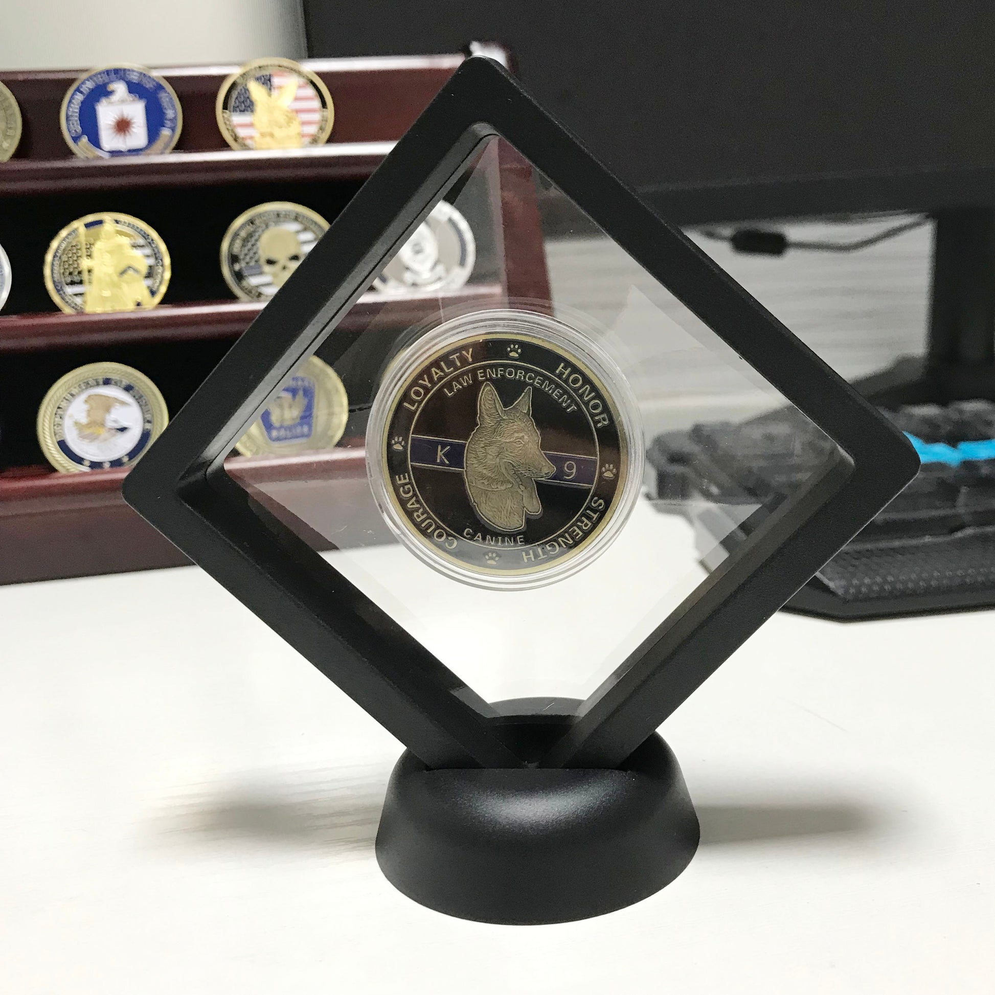 Law enforcement & K 9 Night Guardian Prayer Challenge Coin  police sign Protector Medallion/gift for Him for father DecoWoodo