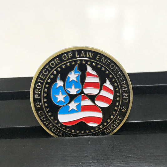 Law enforcement & K 9 Night Guardian Prayer Challenge Coin  police sign Protector Medallion/gift for Him for father DecoWoodo